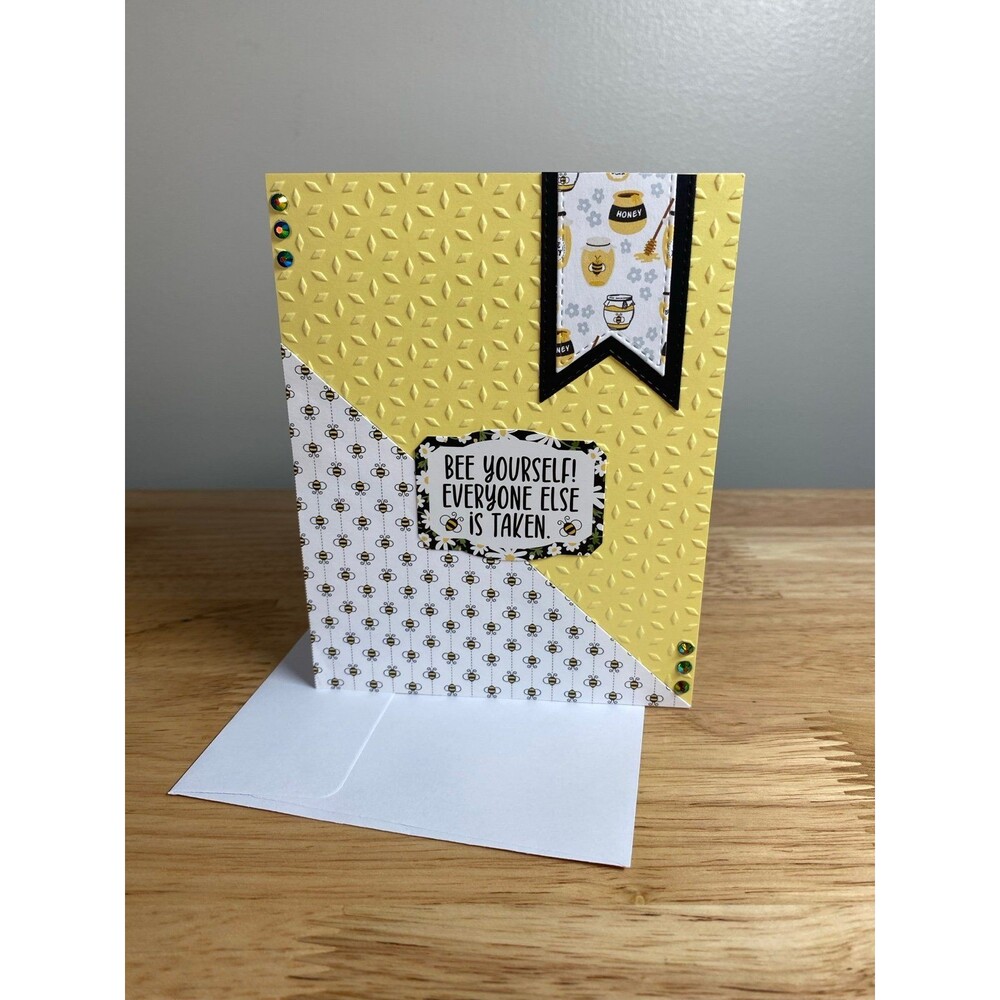 Bee & Honey Greeting Card – Handmade A2 Card – All Occasion Blank Card